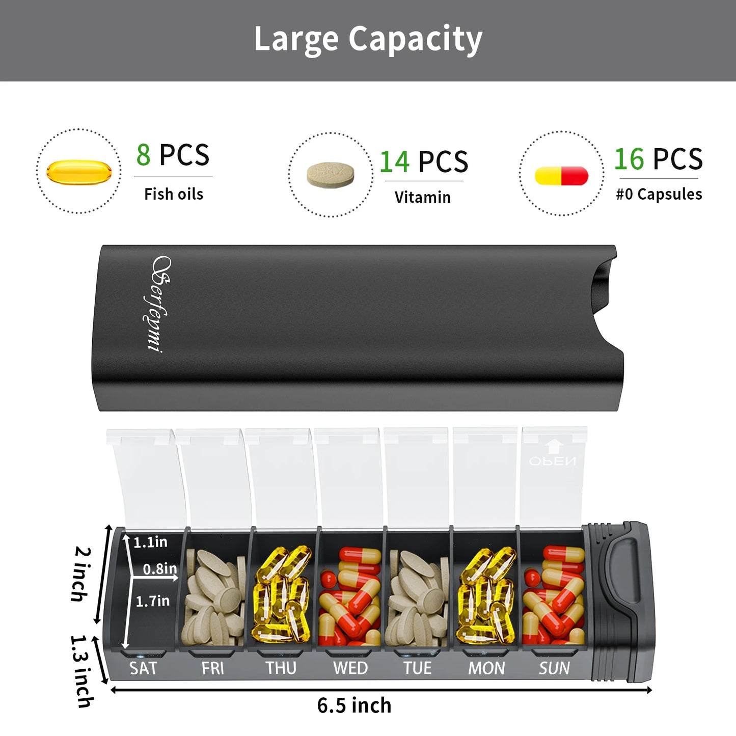Serfeymi Metal Weekly Pill Organizer