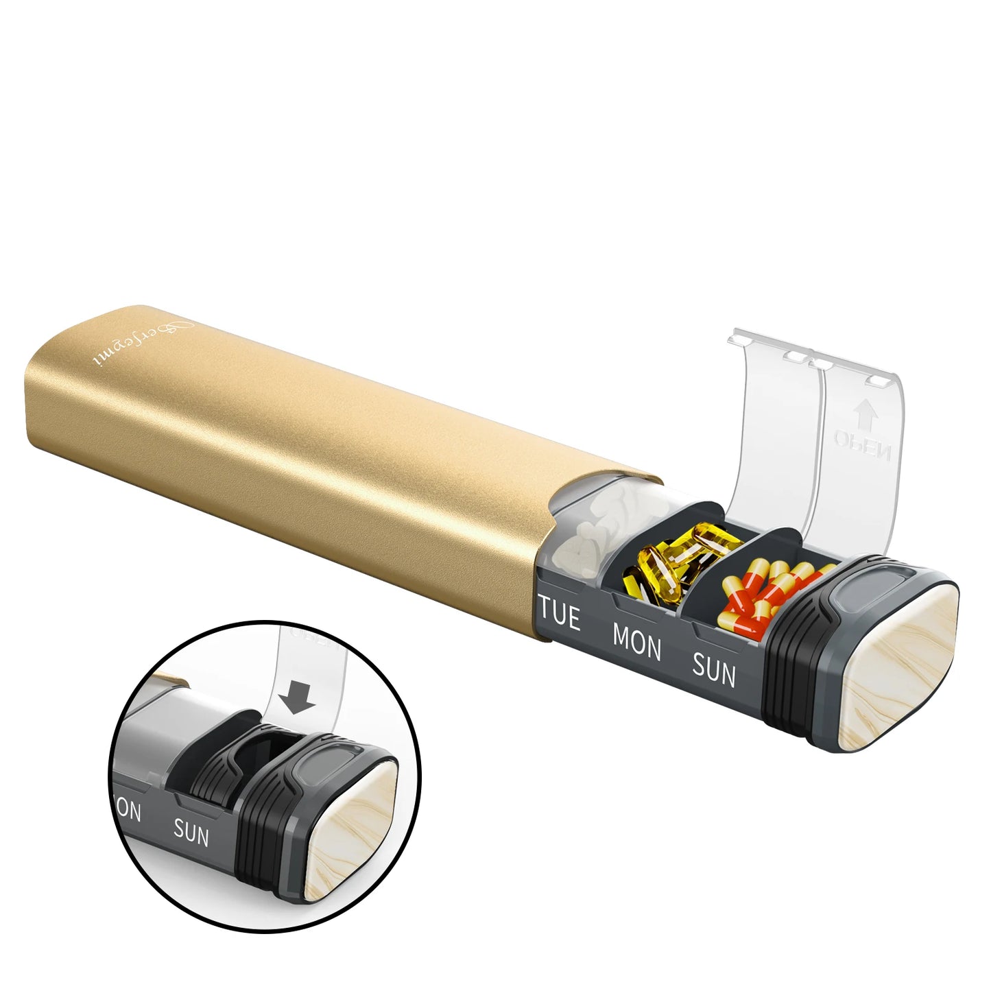 Serfeymi Metal Weekly Pill Organizer